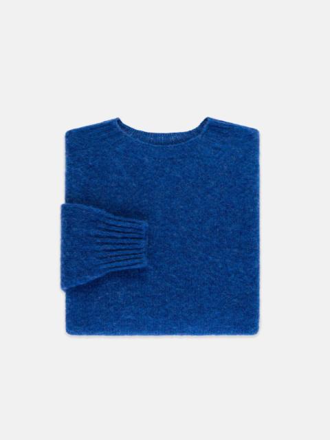 MADE-IN-SCOTLAND MEDIUM BLUE SHAGGY DOG SWEATER  - TRIM FIT