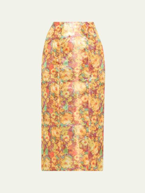 Tammy Metallic Floral Jacquard Midi Skirt