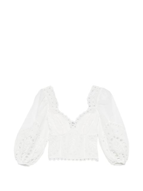 Bass laced balloon-sleeve top