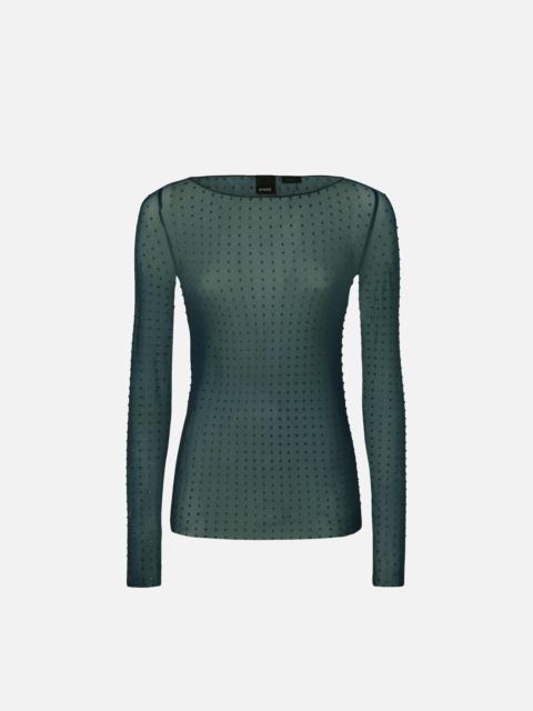 FULLY RHINESTONED LIGHT TULLE SWEATER