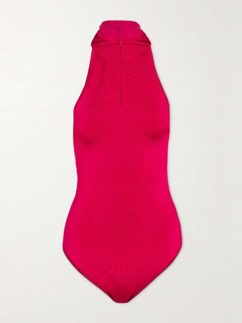 Hooded stretch-knit bodysuit