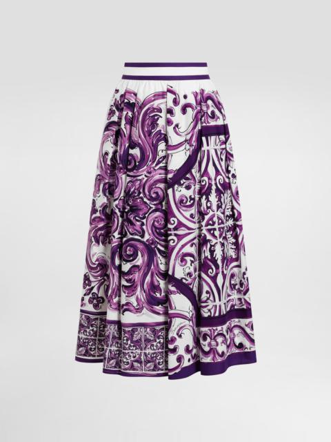 Majolica-print pleated skirt