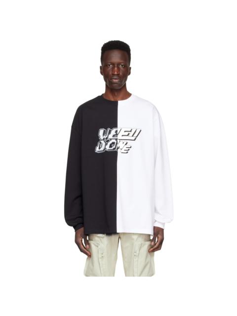 Black & White Half & Half Long Sleeve T-Shirt