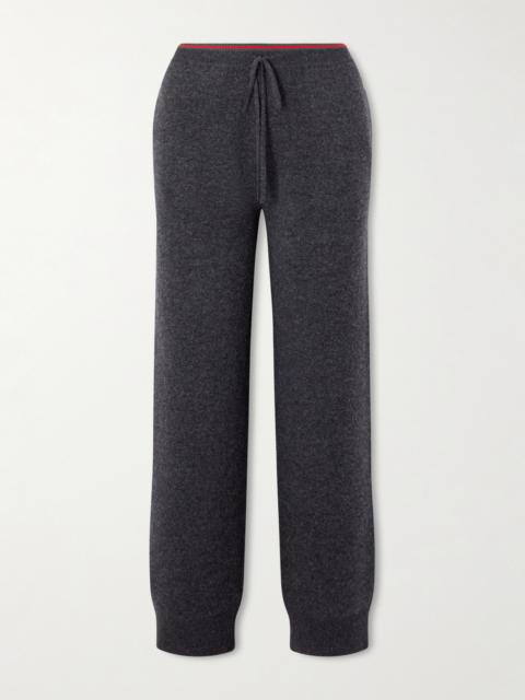 Striped Wool-blend Straight-leg Track Pants