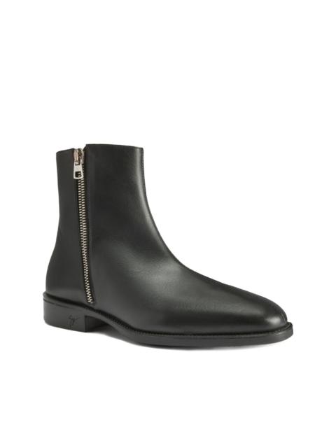 zip-detail leather boots