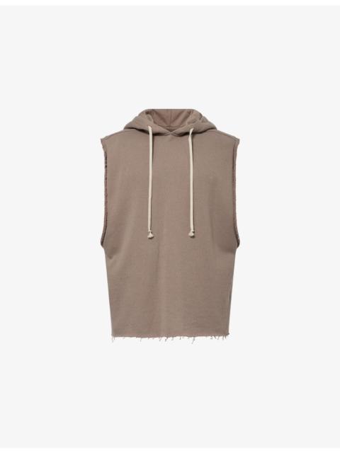 Sleeveless Raw-Edge Cotton Hoody
