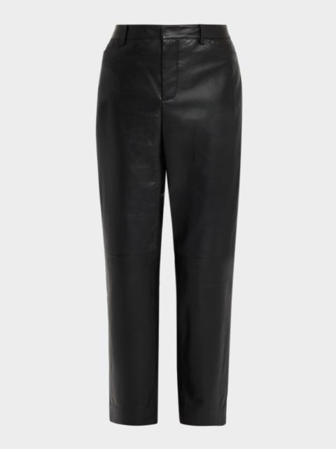 Mid-Rise Straight Leather Pants