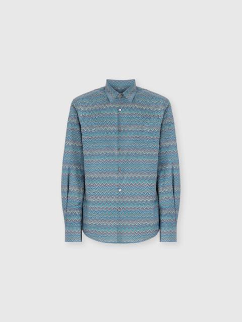 Poplin Cotton Shirt with Zigzag Pattern