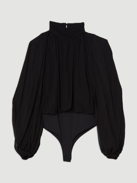 Tall Viscose Georgette Cady Lace Insert Bodysuit