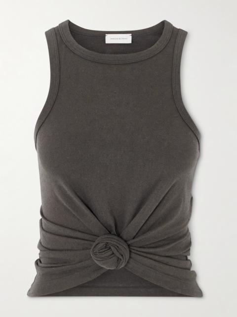 Knotted Cotton And Silk-blend Tank
