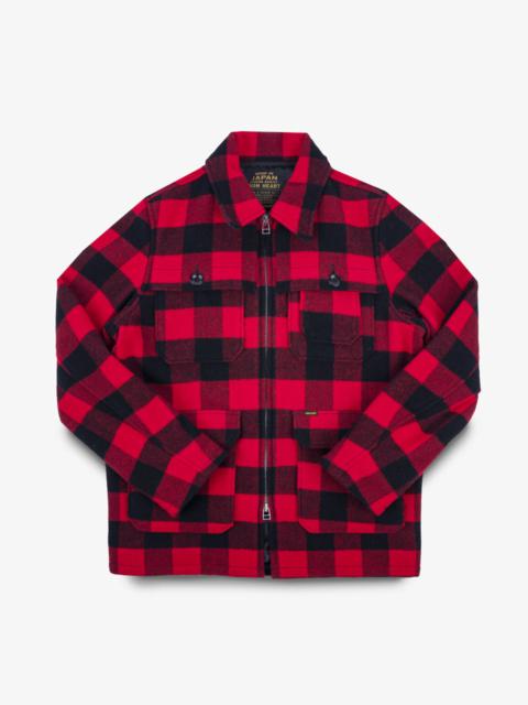 WOOL BUFFALO CHECK HUNTING JACKET - RED