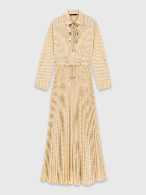 Eyelet pleated maxi dress