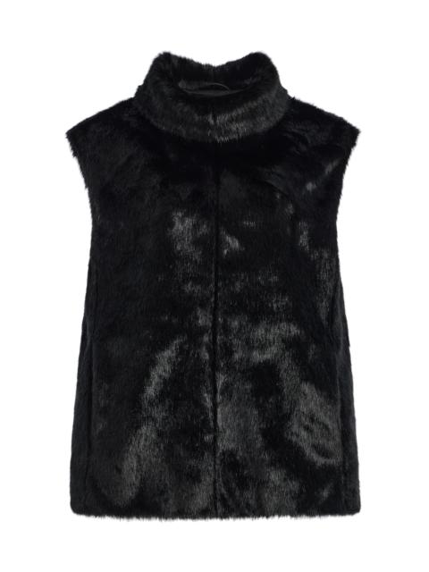 Blaire Faux Fur Funnel-Neck Top black
