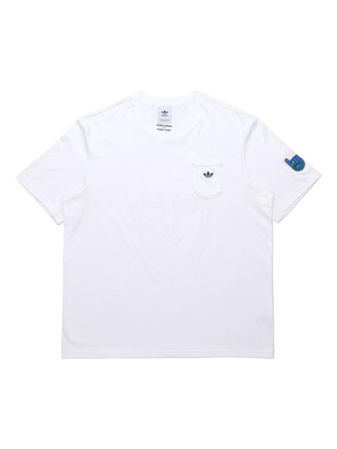 adidas originals Artist Tee Ss Funny Printing Sports Round Neck Short Sleeve White HA4691