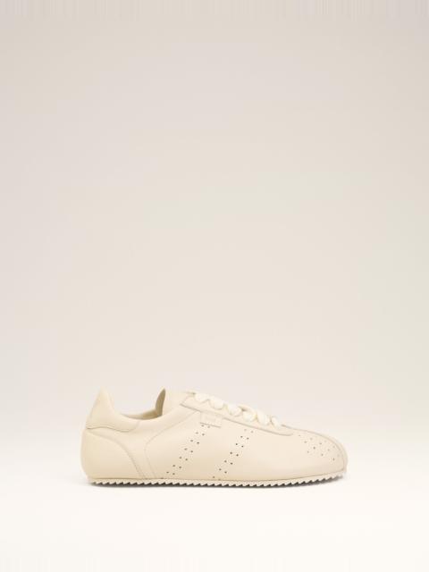 WHITE SMOOTH LEATHER LOW TOP STEP SNEAKERS