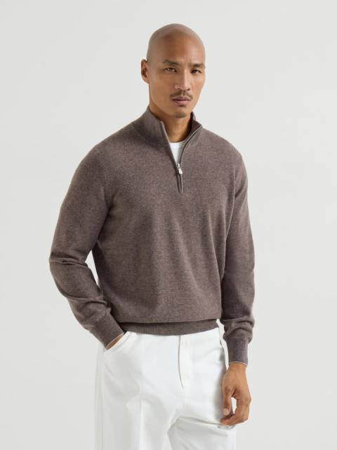 Cashmere sweater with half zip