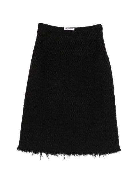 A-line frayed midi skirt