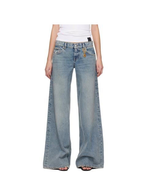 Blue Vintage Wash Wide-Leg Jeans