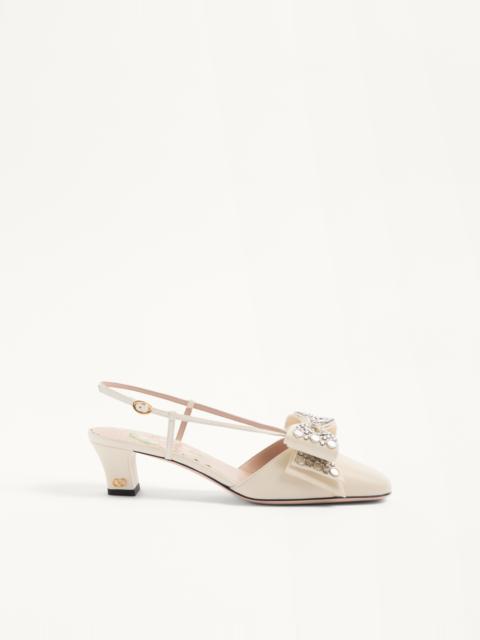 BOWOW SLINGBACK PUMPS IN KIDSKIN WITH MIRRORS AND CRYSTALS 45MM