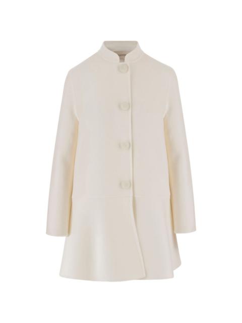 high-collar button wool coat