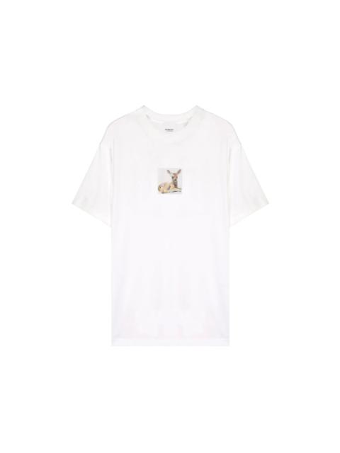 Burberry Womens Deer Print Cotton T-shirt White