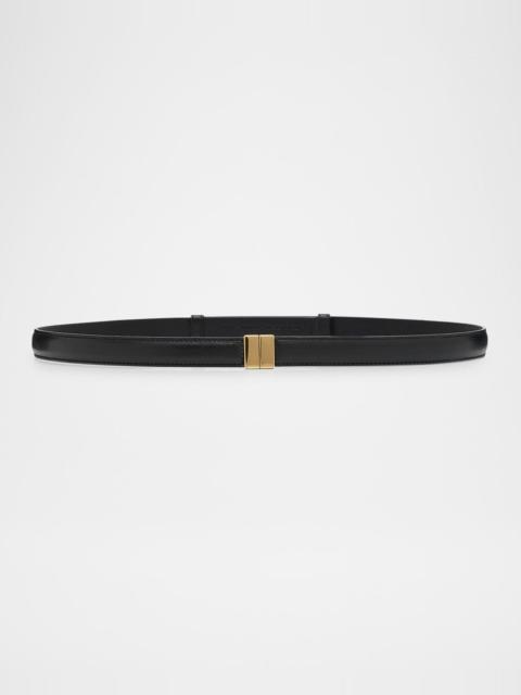 Slide Buckle Leather Skinny Belt