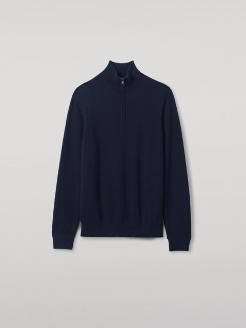 Classic Cashmere Navy Zip Neck Jumper