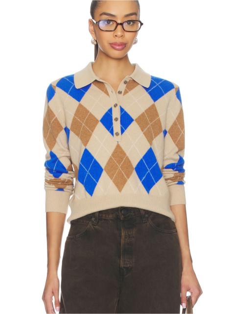 Cashmere Argyle Long Sleeve Polo