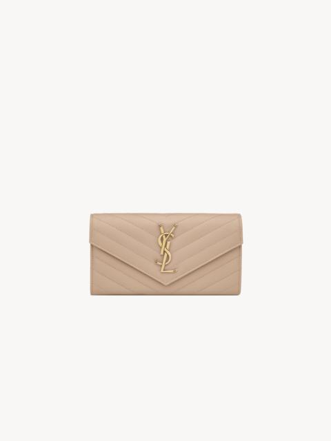 CASSANDRE MATELASSÉ LARGE FLAP WALLET IN GRAIN DE POUDRE LEATHER