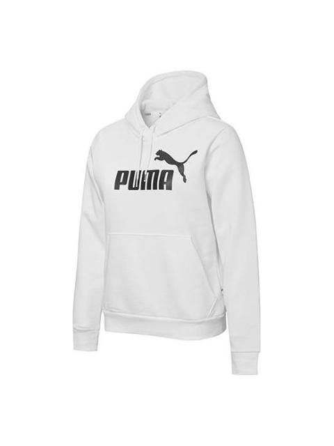 (WMNS) PUMA Essentials Hoodie 'White Black' 586938-02