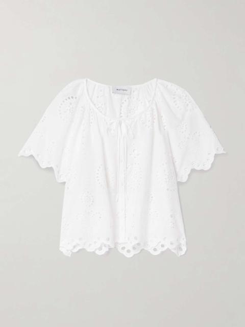 Scalloped broderie anglaise cotton-poplin shirt White