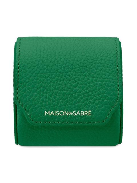 leather snap button watch roll