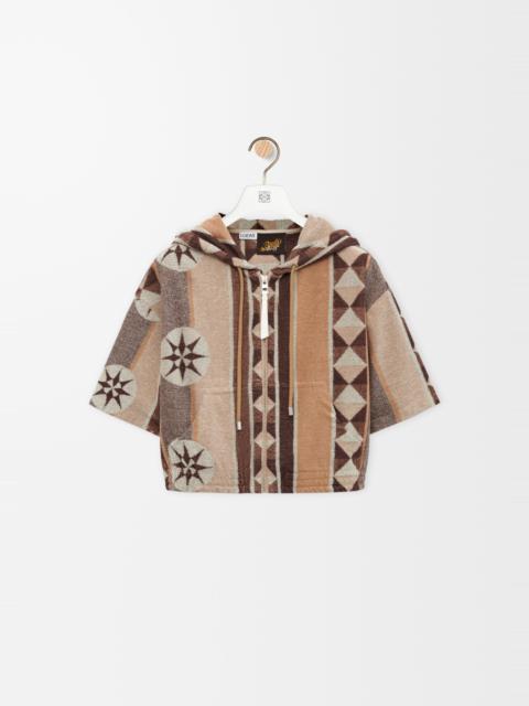 Hoodie in terry cotton jacquard