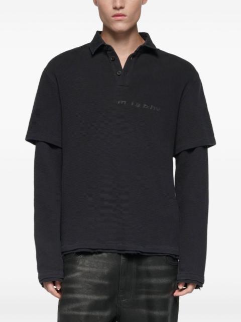 graphic layered long-sleeved polo shirt