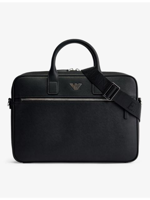 Logo-plaque leather briefcase