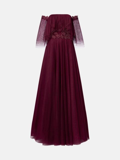 Embellished off-shoulder tulle gown