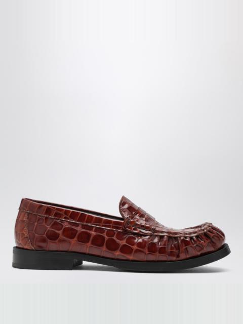 Brown OGEE moccasins with crocodile print