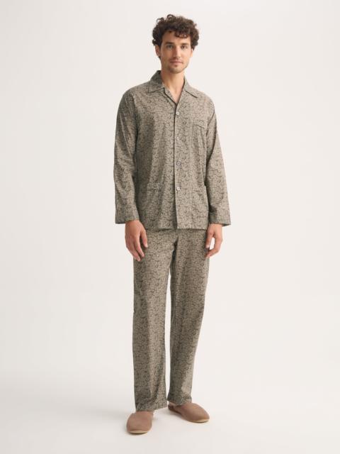 Men's Classic Fit Pajamas Cotton Batiste Camo Green Rose Print