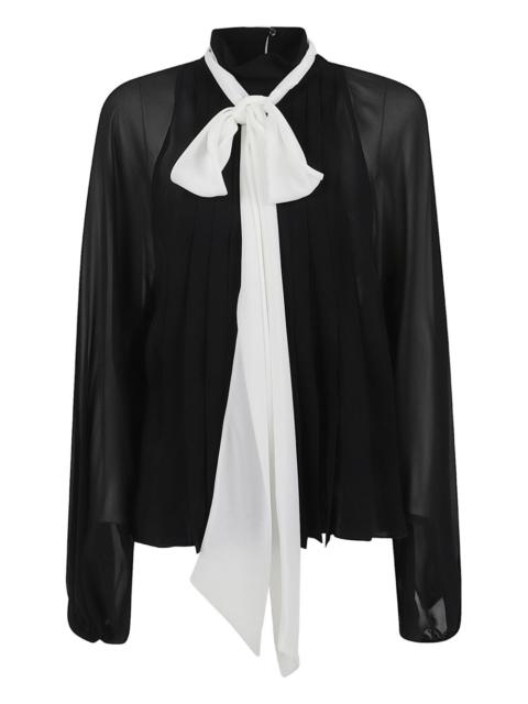pleated tie-detail blouse
