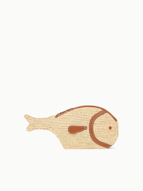 STAUD PESCE RAFFIA CLUTCH NATURAL TAN