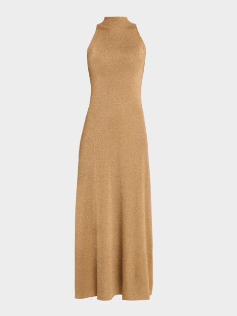 Mitzi Metallic Mock-Neck Midi Dress