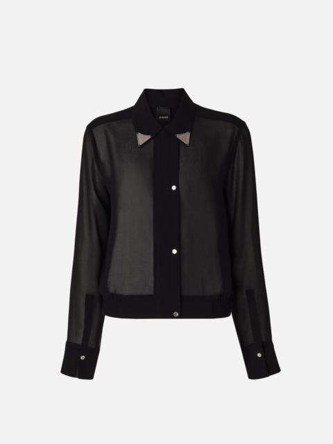 SEMI-SHEER SHIRT WITH METALLIC DETAILS