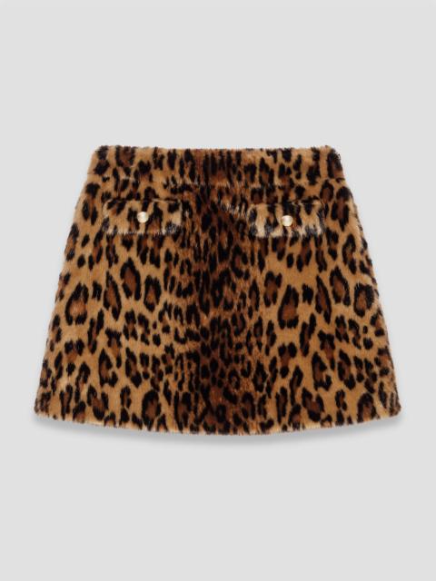 Leopard faux fur mini skirt