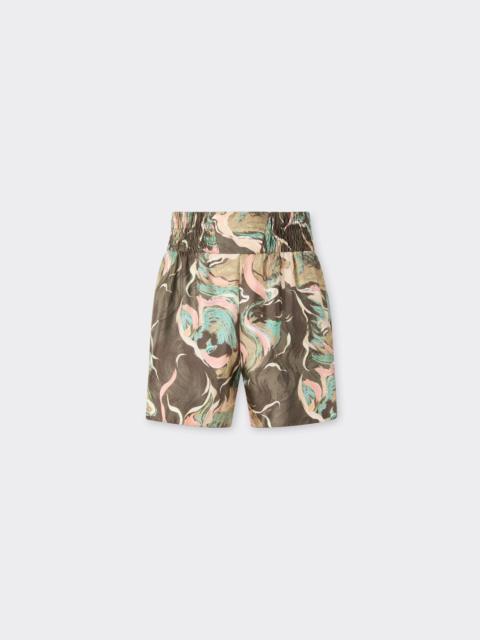 Silk shorts with Marble Horse print