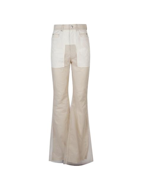 panelled flared trousers