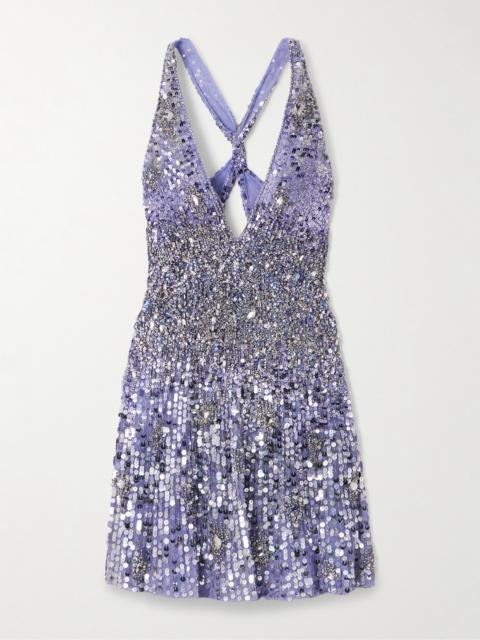 Crystal And Sequin-embellished Tulle Mini Dress