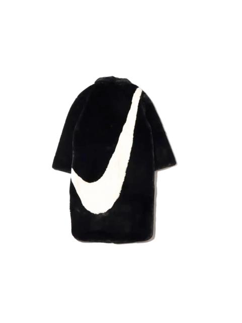 Nike Women's Faux Fur Long Jacket Black/White
