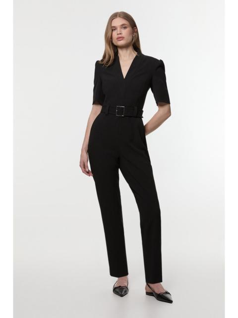 Structured Crepe Forever Belted Jumpsuit