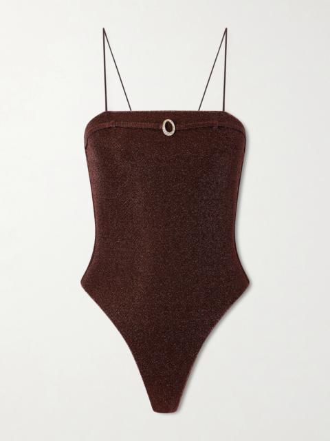 Lumière Micro Belt Embellished Metallic Swimsuit