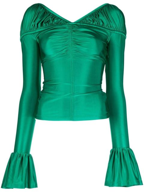 flounce-sleeved draped top